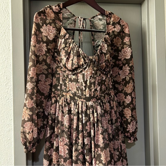 NWT V Chapman The Carmella Dress in Chocolate Peony Print Anthropologie - Picture 13 of 15